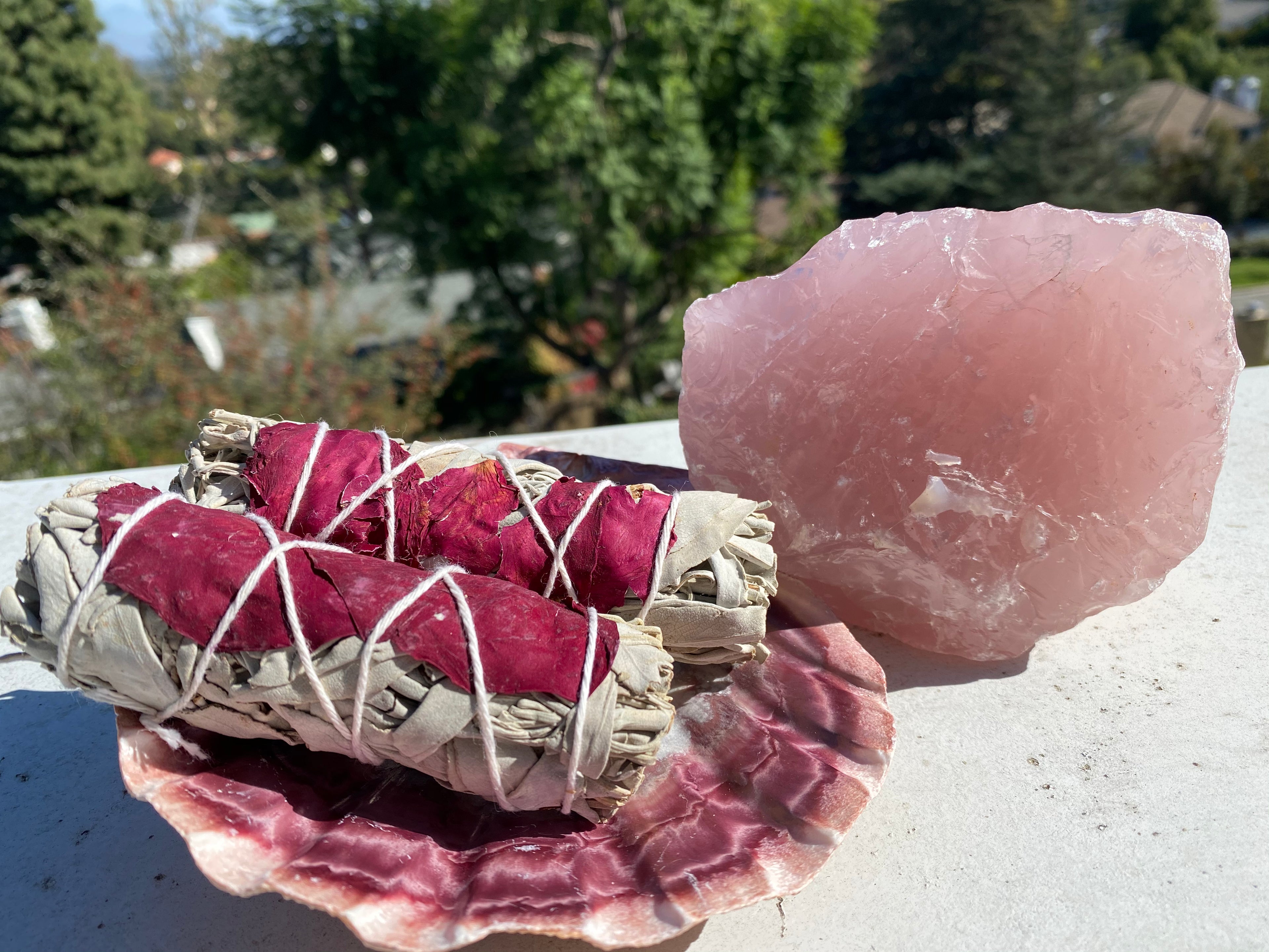 White Sage with Rose Petals